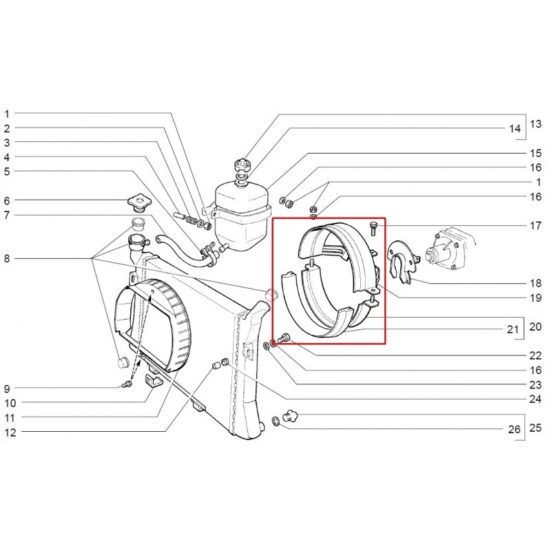 fixation capot ventilateur moteur Capot-de-ventilateur-21213-1309011-14