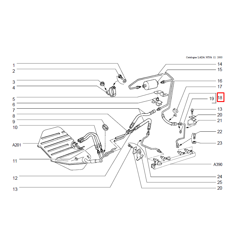 Tuyau d'arrivee d'essence avant 21214-1104013 - Pieces Lada Niva 4x4