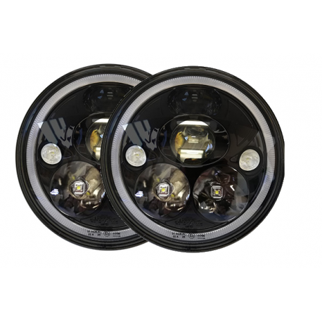 Phare LED Ø7'' VISION X VORTEX / Réflecteur Noir Mat / Faisceau Low/High/Halo (paire)