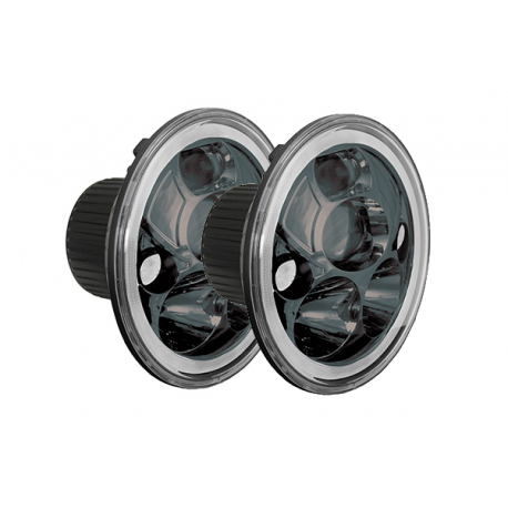 Phare LED Ø7'' VISION X VORTEX / Réflecteur Chrome Noir / Faisceau Low/High/Halo (paire)